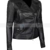 Women's Stylish Gal Gadot Black Slim Fit Biker Style Biker Real Leather Jacket