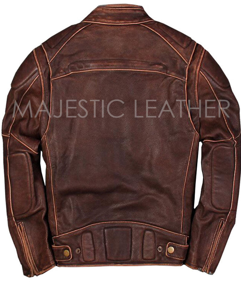 Neue Herren Motorrad Biker Vintage Cafe Racer Distressed Braun Echtlederjacke