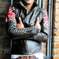 Men's Biker Vintage Quilted Distressed Brown Racer UK Flag Union Jack Leather Jacket