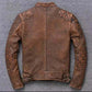 New Mens Vintage Biker Style Motorcycle Cafe Racer Distressed Leather Jacket