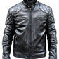 New Men's British Conventional Black Cafe Racer Leather Jacket