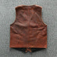 Men's Biker Vintage Tan Brown Real Leather Motorcycle Vest