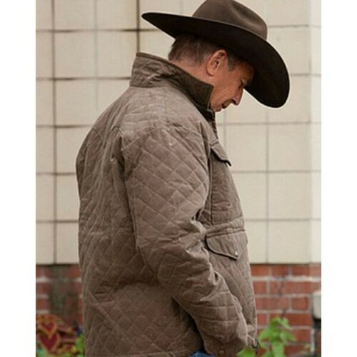 Men's Yellowstone Kevin Costner John Dutton Season 4 Brown Cotton Quilted Jacket
