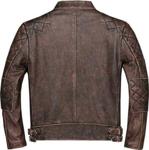 Herren Biker Cafe Racer Vintage Motorrad Distressed Braun Lederjacke 