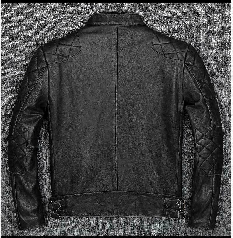 Schwarze Biker-Vintage-Motorradjacke aus gewachstem Cafe Racer-Leder für Herren