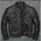 Men's Black Biker Vintage Motorcycle Waxed Cafe Racer Leather Jacket